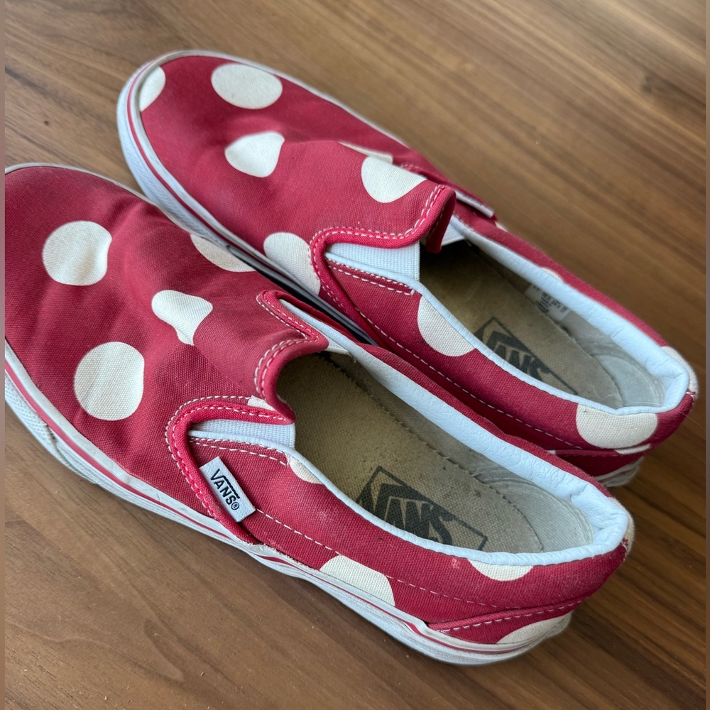 Vans Red Polka Dot Slip-On Shoes- Size 8 - Picture 2 of 5